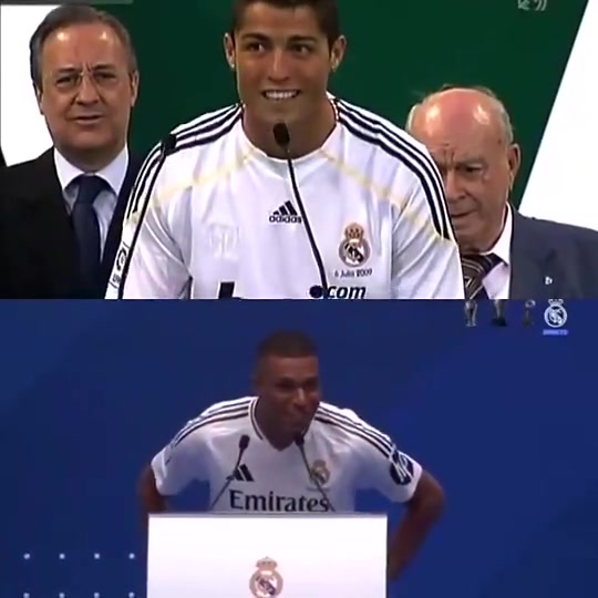 姆巴佩和09年C罗：1,2,3，Hala Madrid!????