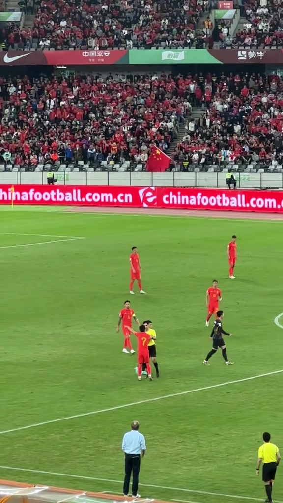 孙兴慜进球后在中国球迷看台前的庆祝，武磊找到孙兴慜理论
