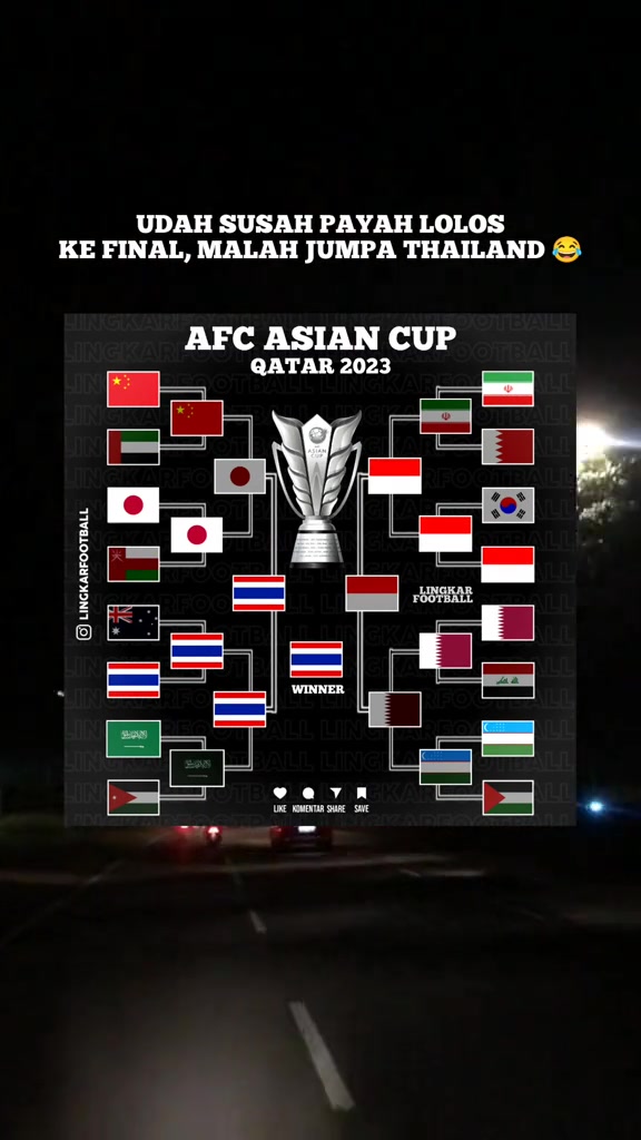 这位网友硬是把亚洲杯预测成了东南亚老虎杯????